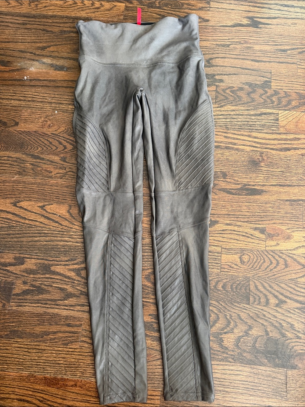 Spanx Faux Leather Dark Olive Moto Leggings